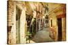 Venetian Streets - Artwork In Painting Style-Maugli-l-Stretched Canvas