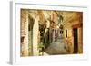 Venetian Streets - Artwork In Painting Style-Maugli-l-Framed Art Print