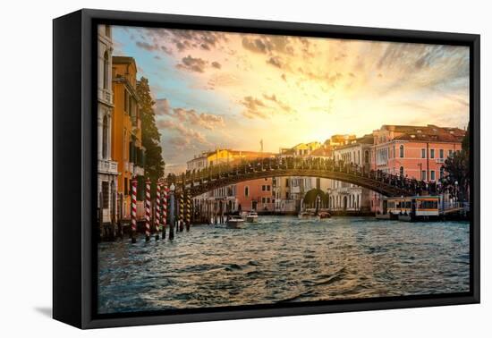 Venetian Sunlight - Accademia Bridge at Sunset-Philippe HUGONNARD-Framed Stretched Canvas
