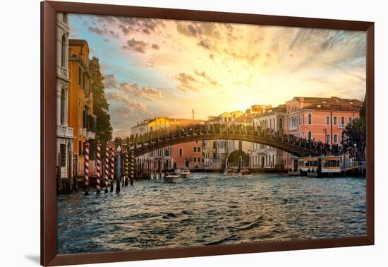 Venetian Sunlight - Accademia Bridge at Sunset-Philippe HUGONNARD-Framed Photographic Print