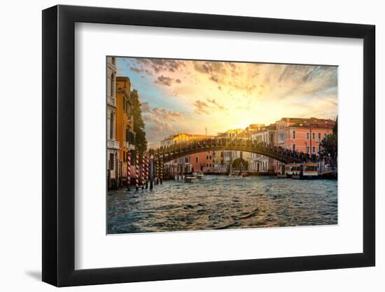 Venetian Sunlight - Accademia Bridge at Sunset-Philippe HUGONNARD-Framed Premium Photographic Print