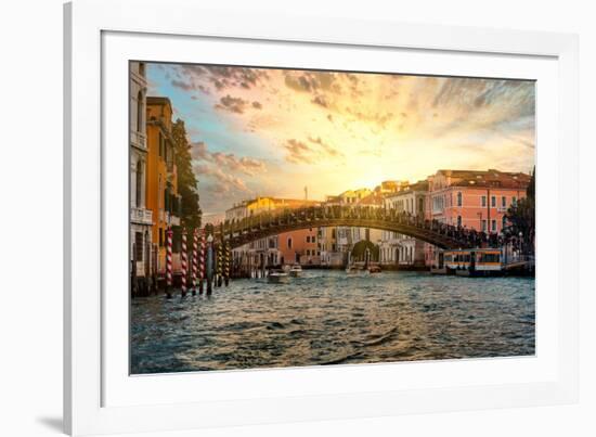 Venetian Sunlight - Accademia Bridge at Sunset-Philippe HUGONNARD-Framed Photographic Print