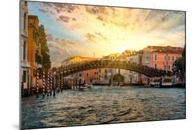 Venetian Sunlight - Accademia Bridge at Sunset-Philippe HUGONNARD-Mounted Photographic Print