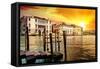 Venetian Sunlight - Blazing Sunset on Grand Canal-Philippe HUGONNARD-Framed Stretched Canvas
