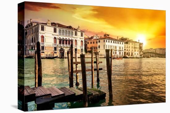 Venetian Sunlight - Blazing Sunset on Grand Canal-Philippe HUGONNARD-Stretched Canvas