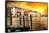 Venetian Sunlight - Blazing Sunset on Grand Canal-Philippe HUGONNARD-Framed Stretched Canvas