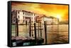 Venetian Sunlight - Blazing Sunset on Grand Canal-Philippe HUGONNARD-Framed Stretched Canvas