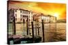 Venetian Sunlight - Blazing Sunset on Grand Canal-Philippe HUGONNARD-Stretched Canvas