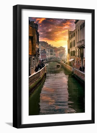 Venetian Sunlight - Canal Golden Hour-Philippe HUGONNARD-Framed Photographic Print