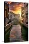 Venetian Sunlight - Canal Golden Hour-Philippe HUGONNARD-Stretched Canvas