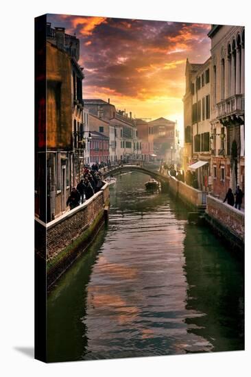 Venetian Sunlight - Canal Golden Hour-Philippe HUGONNARD-Stretched Canvas