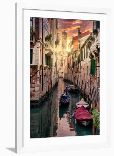 Venetian Sunlight - End of day Gondola ride-Philippe HUGONNARD-Framed Photographic Print