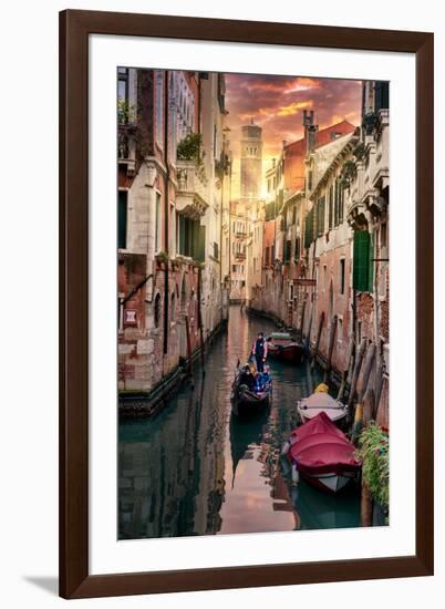 Venetian Sunlight - End of day Gondola ride-Philippe HUGONNARD-Framed Photographic Print