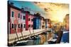 Venetian Sunlight - End of the Day in Burano-Philippe HUGONNARD-Stretched Canvas