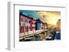 Venetian Sunlight - End of the Day in Burano-Philippe HUGONNARD-Framed Premium Photographic Print