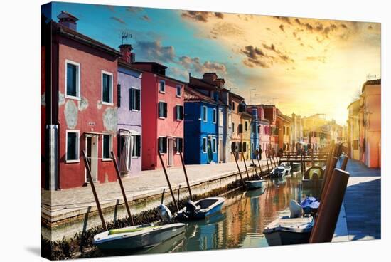 Venetian Sunlight - End of the Day in Burano-Philippe HUGONNARD-Stretched Canvas