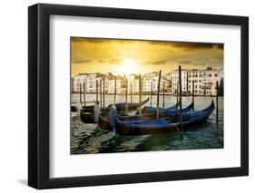 Venetian Sunlight - Evening Gondolas-Philippe HUGONNARD-Framed Premium Photographic Print