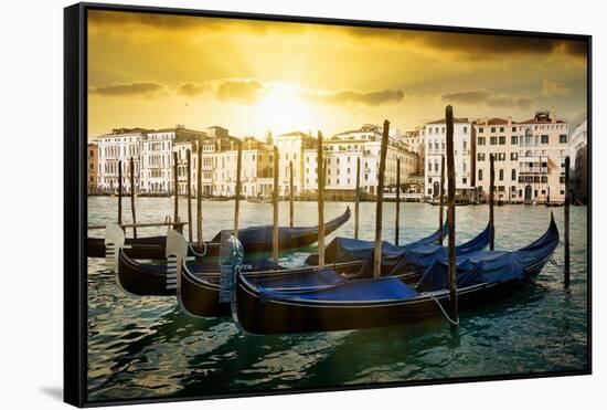 Venetian Sunlight - Evening Gondolas-Philippe HUGONNARD-Framed Stretched Canvas