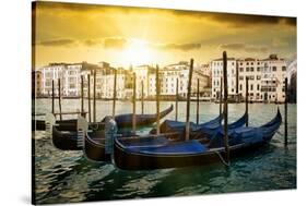 Venetian Sunlight - Evening Gondolas-Philippe HUGONNARD-Stretched Canvas