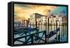 Venetian Sunlight - Gondola Piers-Philippe HUGONNARD-Framed Stretched Canvas