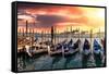 Venetian Sunlight - Gondolas Sunsets-Philippe HUGONNARD-Framed Stretched Canvas