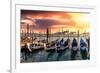 Venetian Sunlight - Gondolas Sunsets-Philippe HUGONNARD-Framed Photographic Print