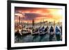 Venetian Sunlight - Gondolas Sunsets-Philippe HUGONNARD-Framed Photographic Print