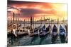 Venetian Sunlight - Gondolas Sunsets-Philippe HUGONNARD-Mounted Photographic Print