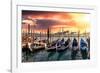 Venetian Sunlight - Gondolas Sunsets-Philippe HUGONNARD-Framed Photographic Print