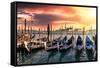 Venetian Sunlight - Gondolas Sunsets-Philippe HUGONNARD-Framed Stretched Canvas