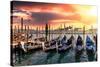Venetian Sunlight - Gondolas Sunsets-Philippe HUGONNARD-Stretched Canvas