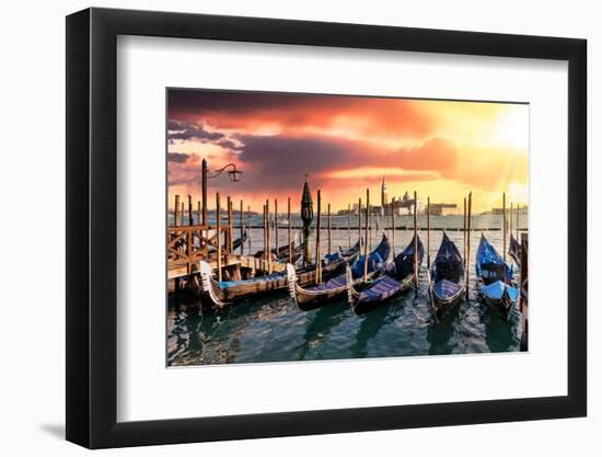Venetian Sunlight - Gondolas Sunsets-Philippe HUGONNARD-Framed Premium Photographic Print