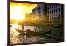 Venetian Sunlight - Gondolier at Sunset-Philippe HUGONNARD-Framed Photographic Print