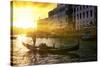 Venetian Sunlight - Gondolier at Sunset-Philippe HUGONNARD-Stretched Canvas