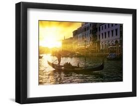 Venetian Sunlight - Gondolier at Sunset-Philippe HUGONNARD-Framed Premium Photographic Print