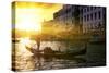 Venetian Sunlight - Gondolier at Sunset-Philippe HUGONNARD-Stretched Canvas