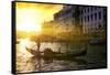 Venetian Sunlight - Gondolier at Sunset-Philippe HUGONNARD-Framed Stretched Canvas