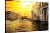 Venetian Sunlight - Grand Canal Golden Sunset-Philippe HUGONNARD-Stretched Canvas