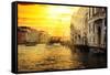 Venetian Sunlight - Grand Canal Golden Sunset-Philippe HUGONNARD-Framed Stretched Canvas