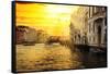 Venetian Sunlight - Grand Canal Golden Sunset-Philippe HUGONNARD-Framed Stretched Canvas