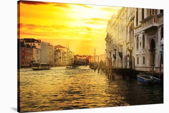 Venetian Sunlight - Grand Canal Golden Sunset-Philippe HUGONNARD-Stretched Canvas