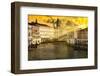 Venetian Sunlight - Last rays of Sunshine on the Rialto Bridge-Philippe HUGONNARD-Framed Photographic Print