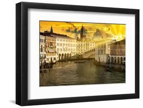 Venetian Sunlight - Last rays of Sunshine on the Rialto Bridge-Philippe HUGONNARD-Framed Photographic Print