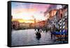 Venetian Sunlight - Rialto Sunset-Philippe HUGONNARD-Framed Stretched Canvas