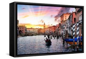 Venetian Sunlight - Rialto Sunset-Philippe HUGONNARD-Framed Stretched Canvas