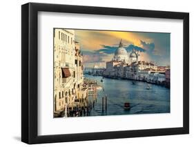 Venetian Sunlight - The Grand Canal at Sunset-Philippe HUGONNARD-Framed Photographic Print