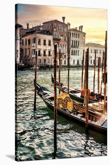 Venetian Sunlight - Traditional Gondolas-Philippe HUGONNARD-Stretched Canvas