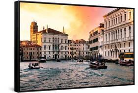 Venetian Sunlight - Vaporetto Canal-Philippe HUGONNARD-Framed Stretched Canvas