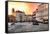 Venetian Sunlight - Vaporetto Canal-Philippe HUGONNARD-Framed Stretched Canvas