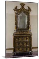 Venetian Trumeau Cabinet, Lacquered Chinoiserie Gilt and Polychrome on Black Background, Italy-null-Mounted Giclee Print